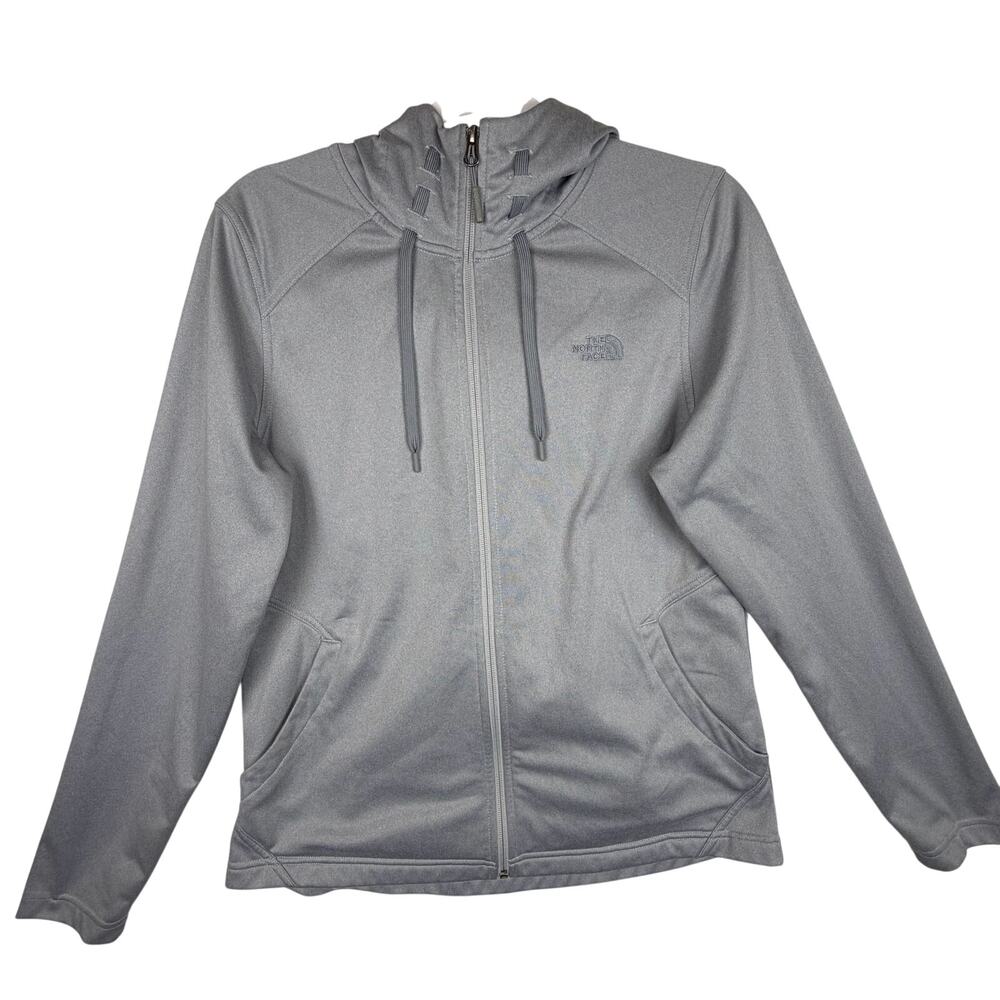 The North Face Tech Mezzaluna Full-Zip Hoodie Womens Size L Gray Slim Fit Fleece